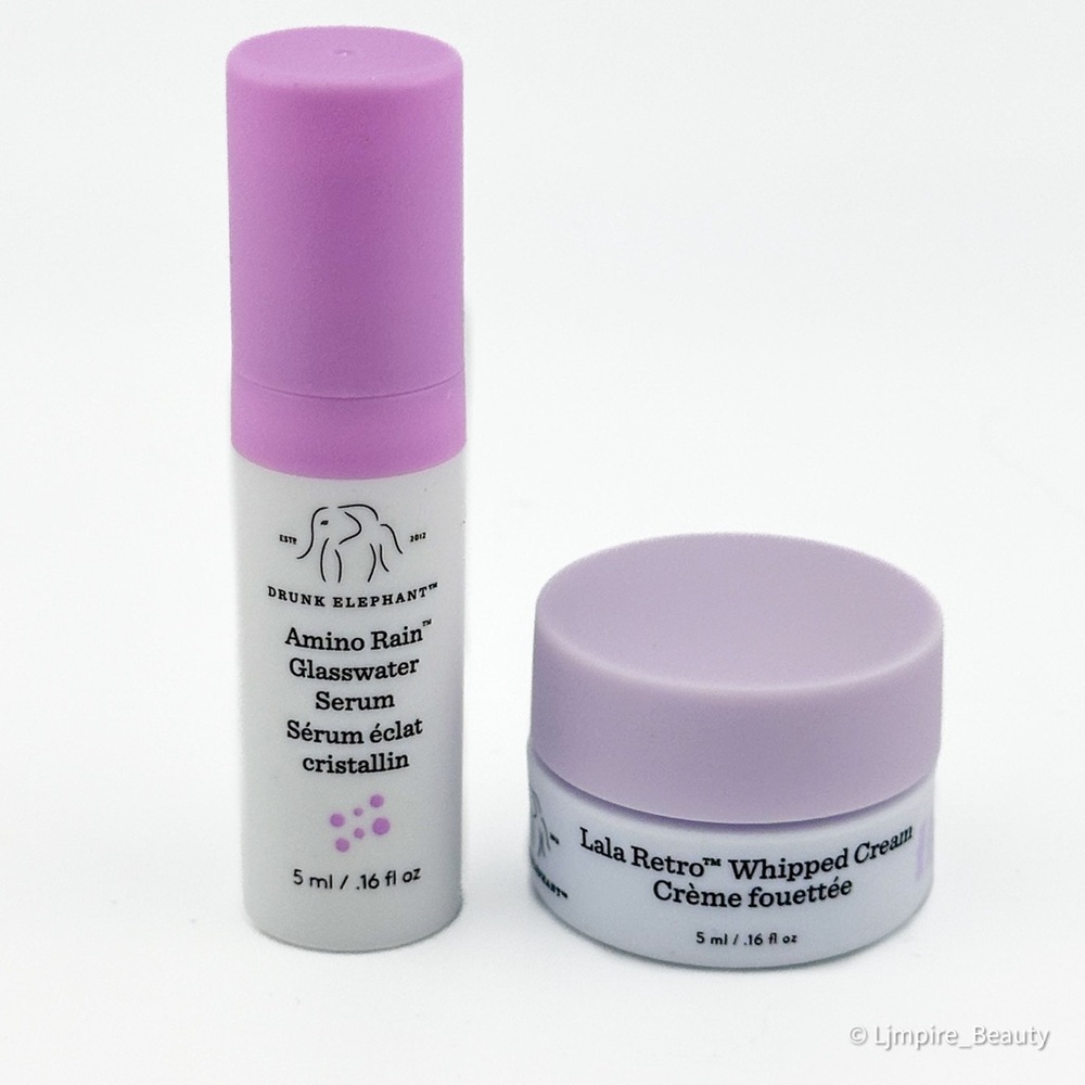 🆕 DRUNK ELEPHANT Amino Rain Glasswater Serum and Lala Retro Cream Sample Set